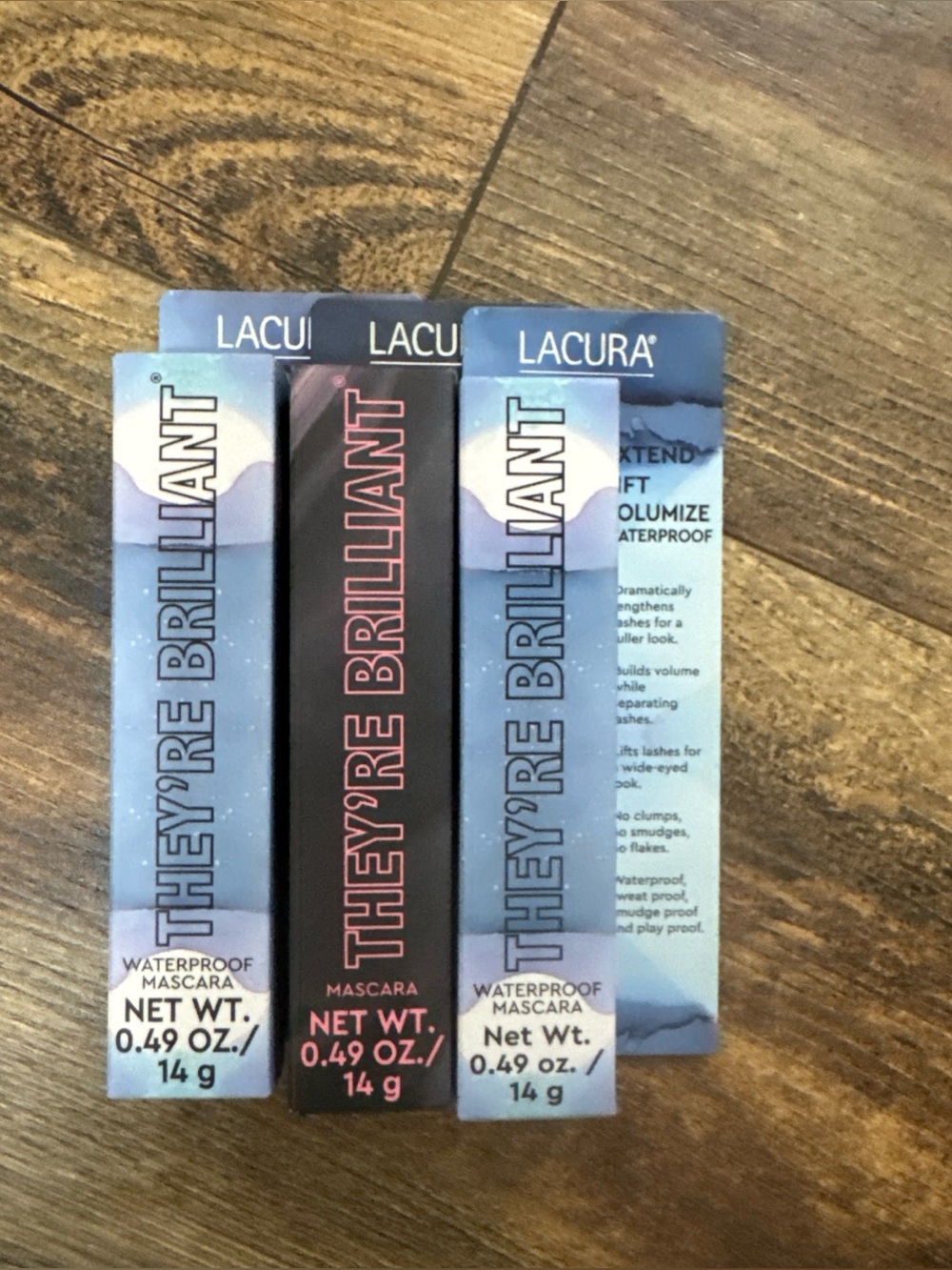 Lacura They're Brilliant Extend Lift Volumize Lengthen BLACK Mascara, 3 Pcs NEW.